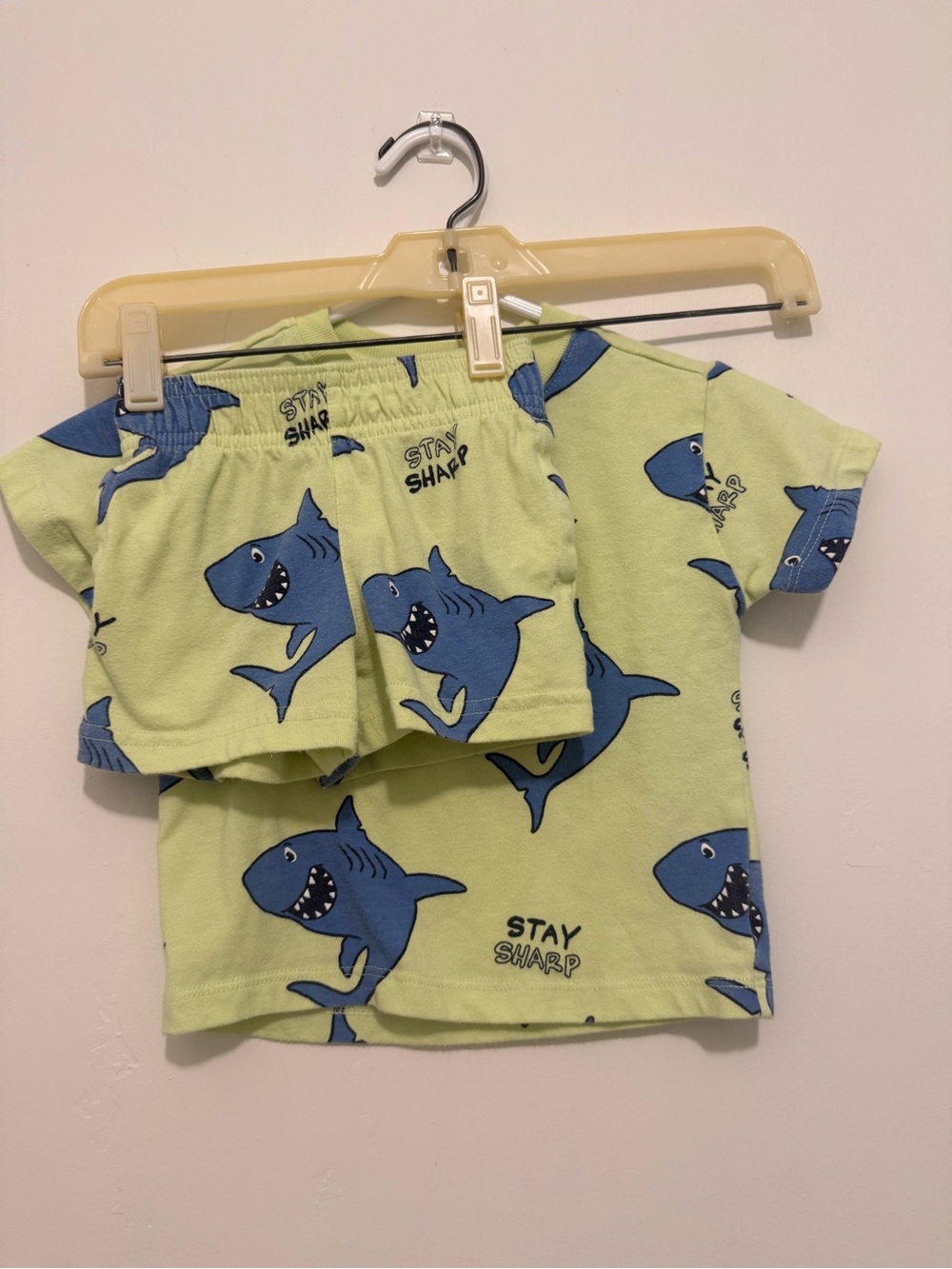Garanimals Lime Green & Blue Shark Short Sleeve & shorts Set